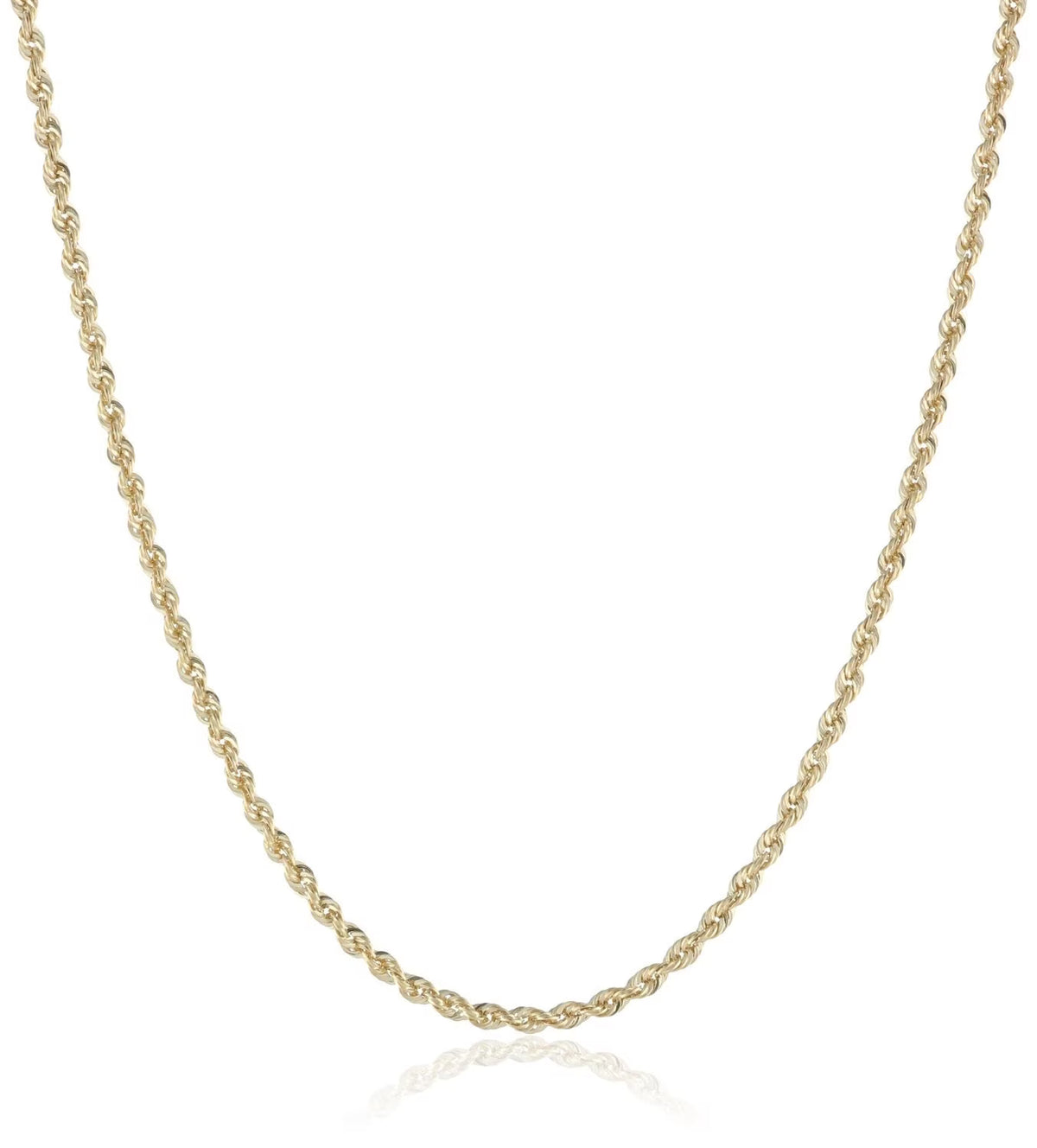 14K Solid Gold 2MM Rope Chain Necklace P534