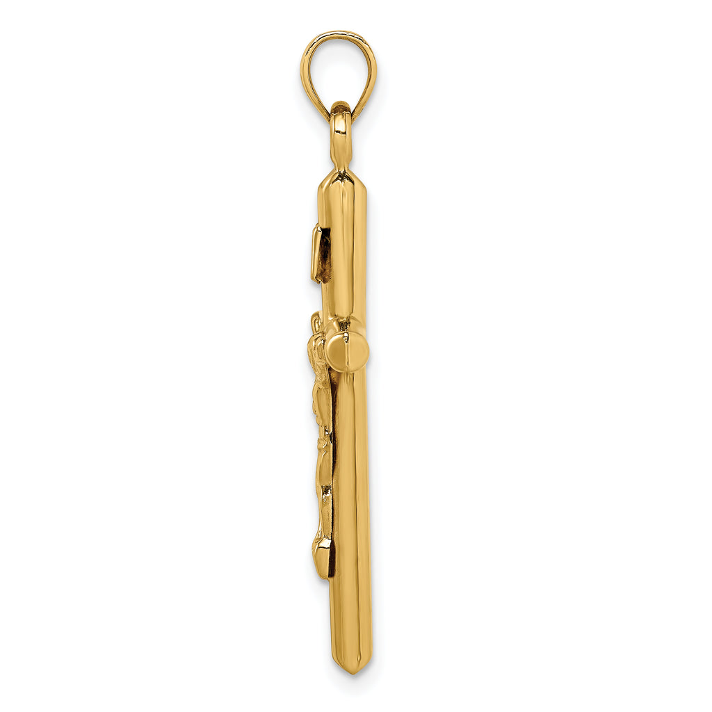 14K Yellow Gold Hollow Crucifix Pendant Charm Q1339