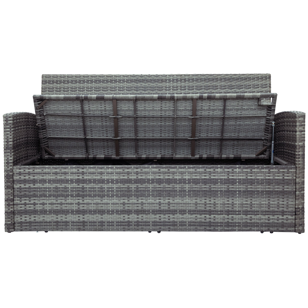 Gray PE Wicker Patio Sofa Set with Glass Table S3937