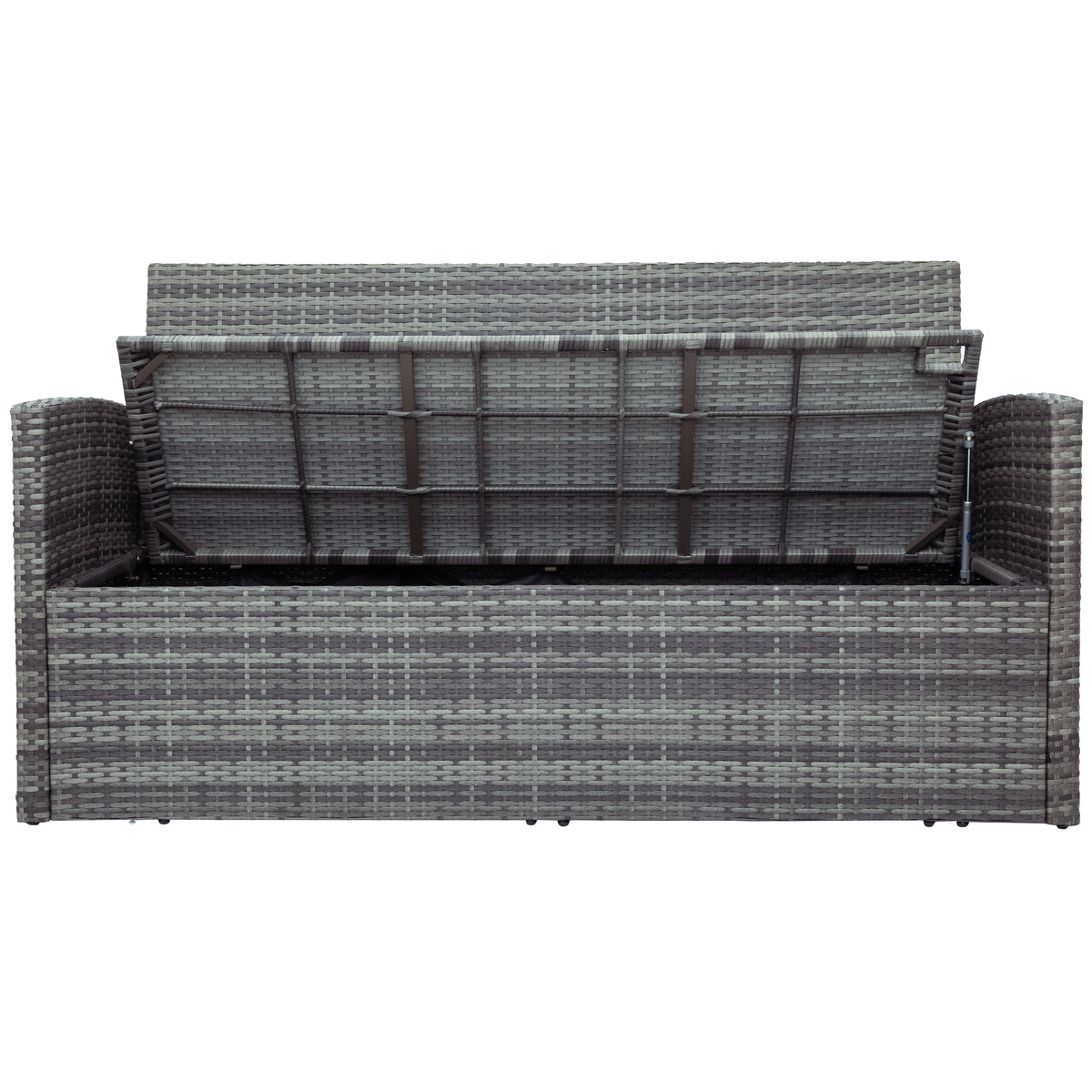 Gray PE Wicker Patio Sofa Set with Glass Table S3937
