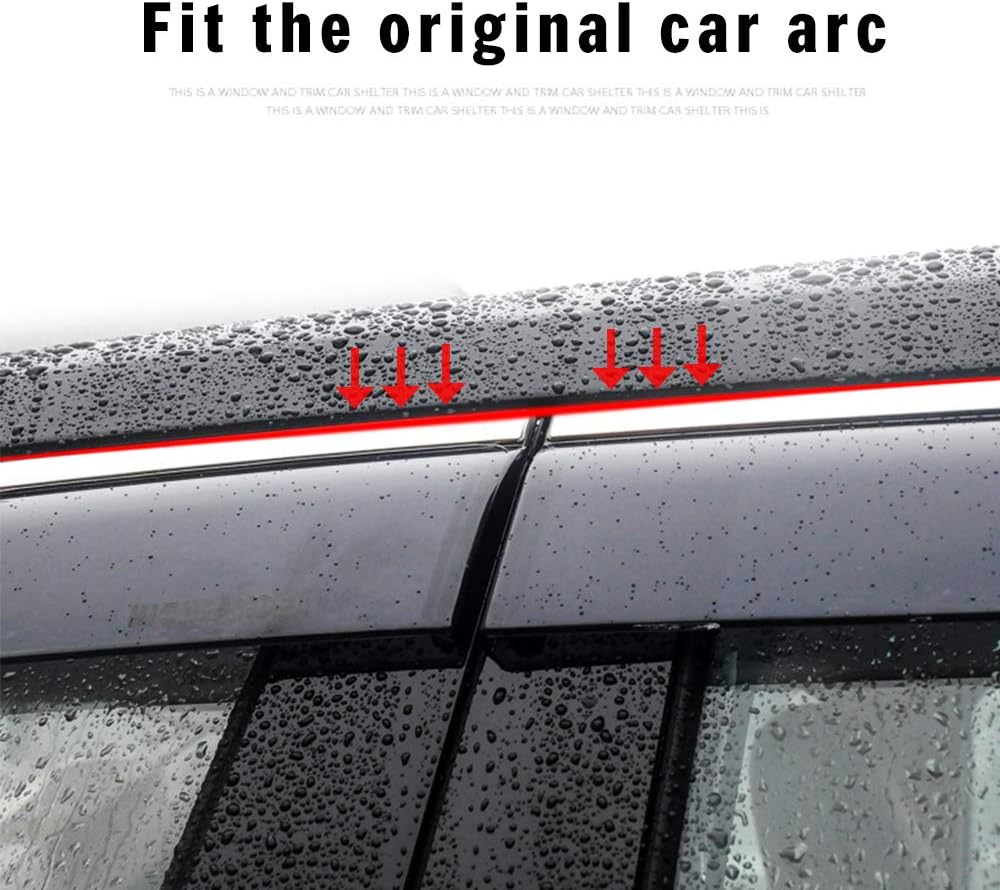 4Pcs Smoke Car Window Visors Rain Guard Tape-On Mount W60962