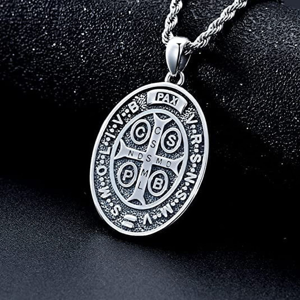 925 Sterling Silver Amulet Pendant Necklace with Stainless Steel Chain R63923