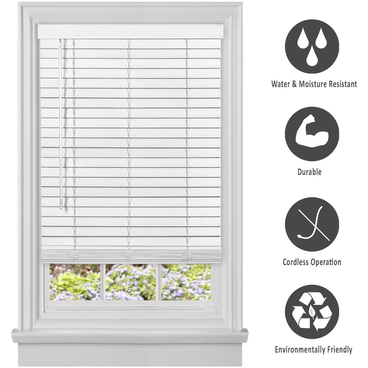 Cordless Vinyl Mini Blind with 2 inch Slats D361