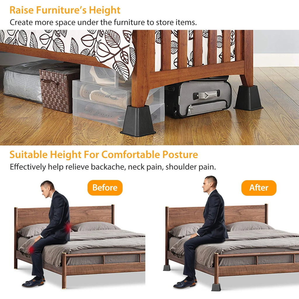 Stackable Bed Lifters Heavy Duty Furniture Risers E656