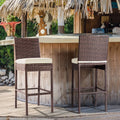 Brown Wicker Counter Height Bar Stools Set of 2 Q8999