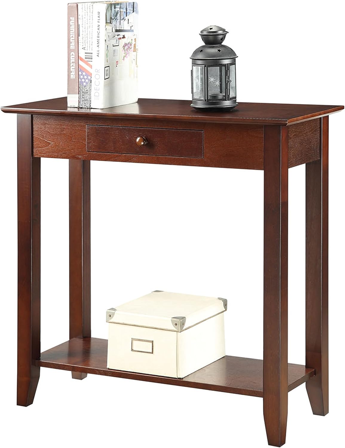 Espresso Hall Table with Drawer and Shelf W758