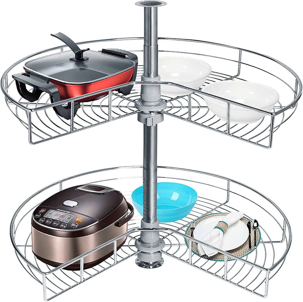 28 Kidney Chrome 2 Shelf Rotating Storage Rack I600
