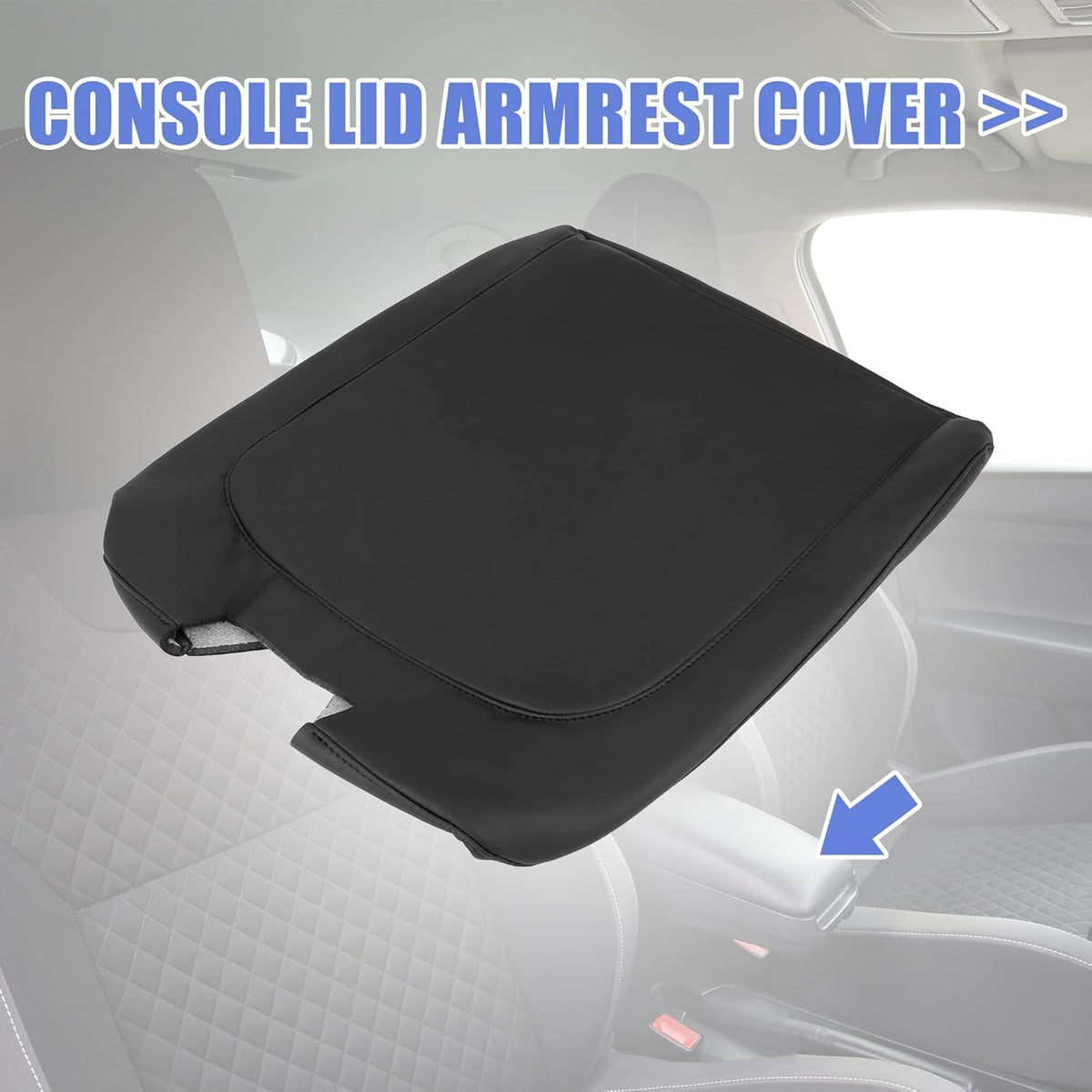 Black Microfiber Leather Center Console Lid Armrest Cover W542