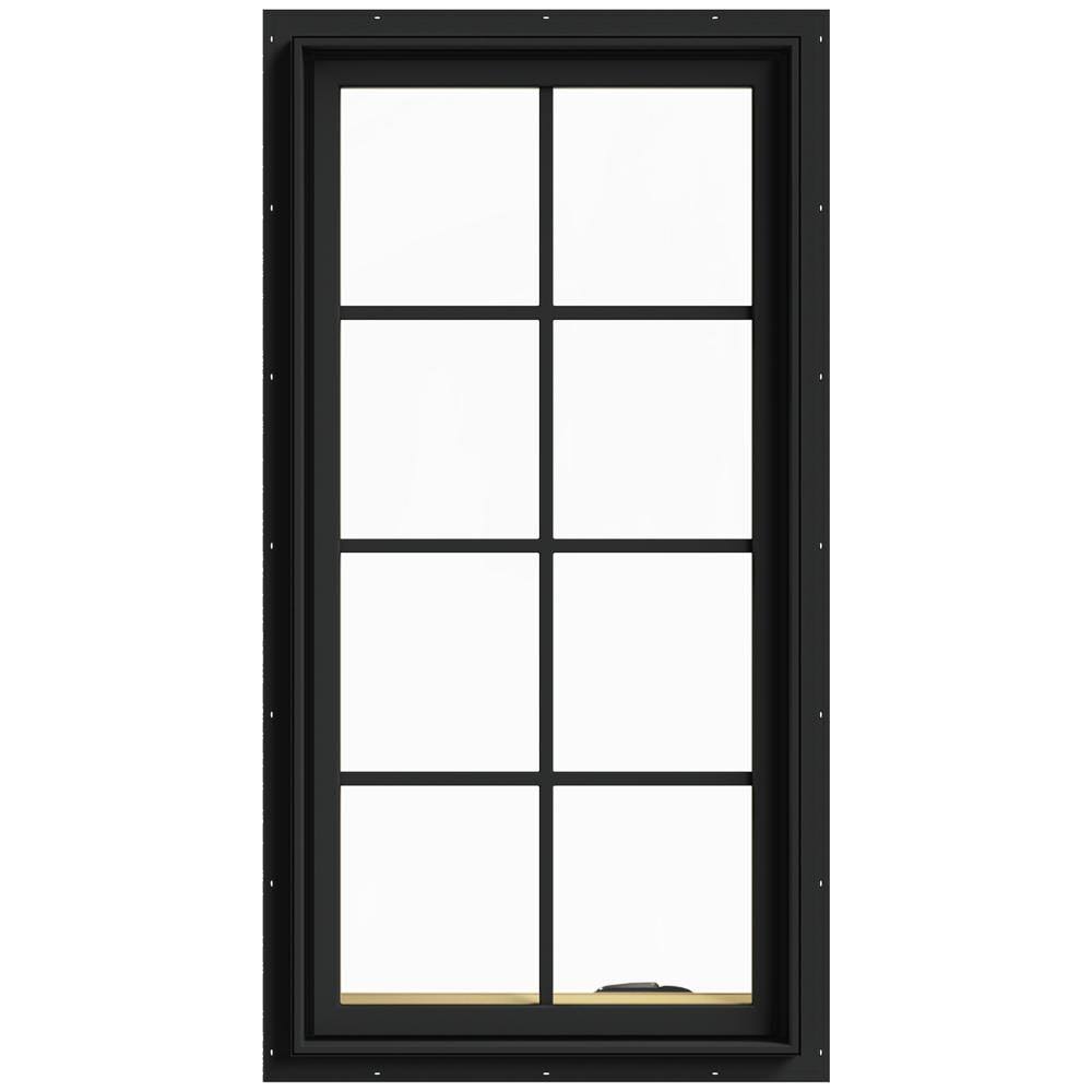 Bronze Painted Clad Wood Right-Handed Casement Window with Colonial Grids N7239
