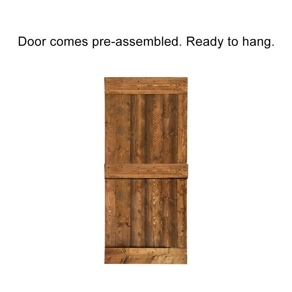 Charcoal Black Stained Wood Interior Sliding Barn Door with Hardware Kit A1516