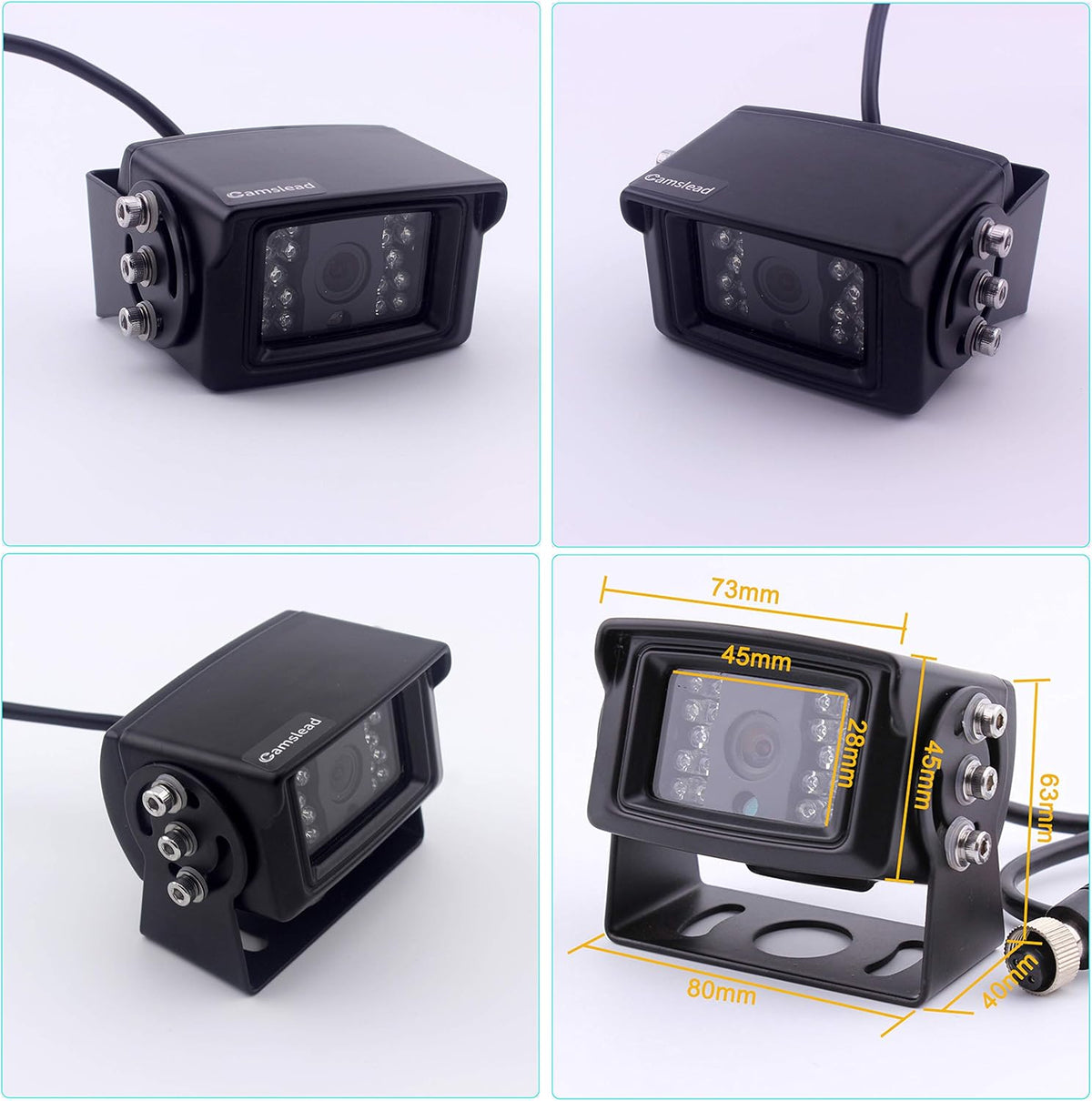 9 inch Quad Split Screen Backup Camera System for Truck Trailer RV Van Caravan Camper T396
