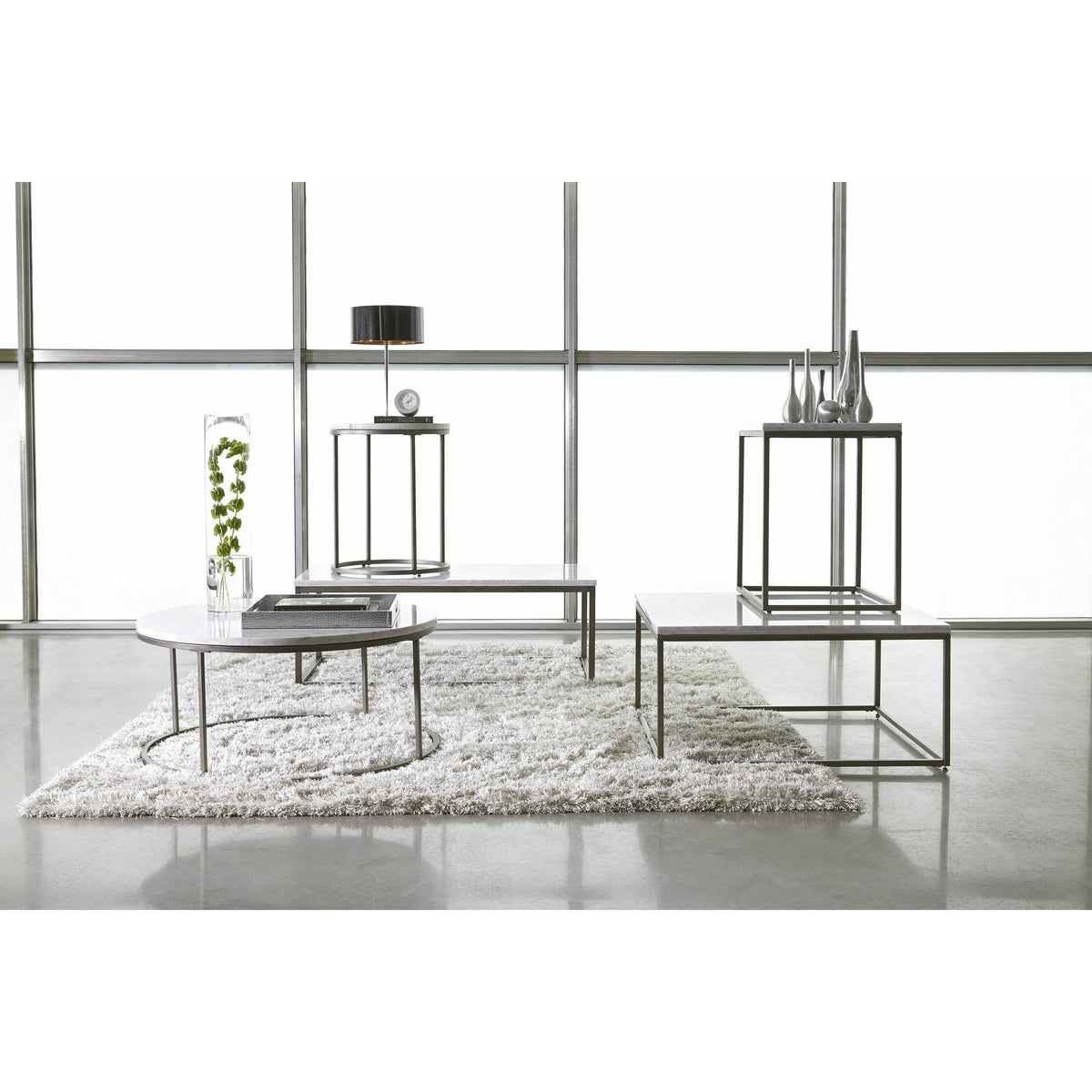 Rectangular End Table with White Marble Top M594763