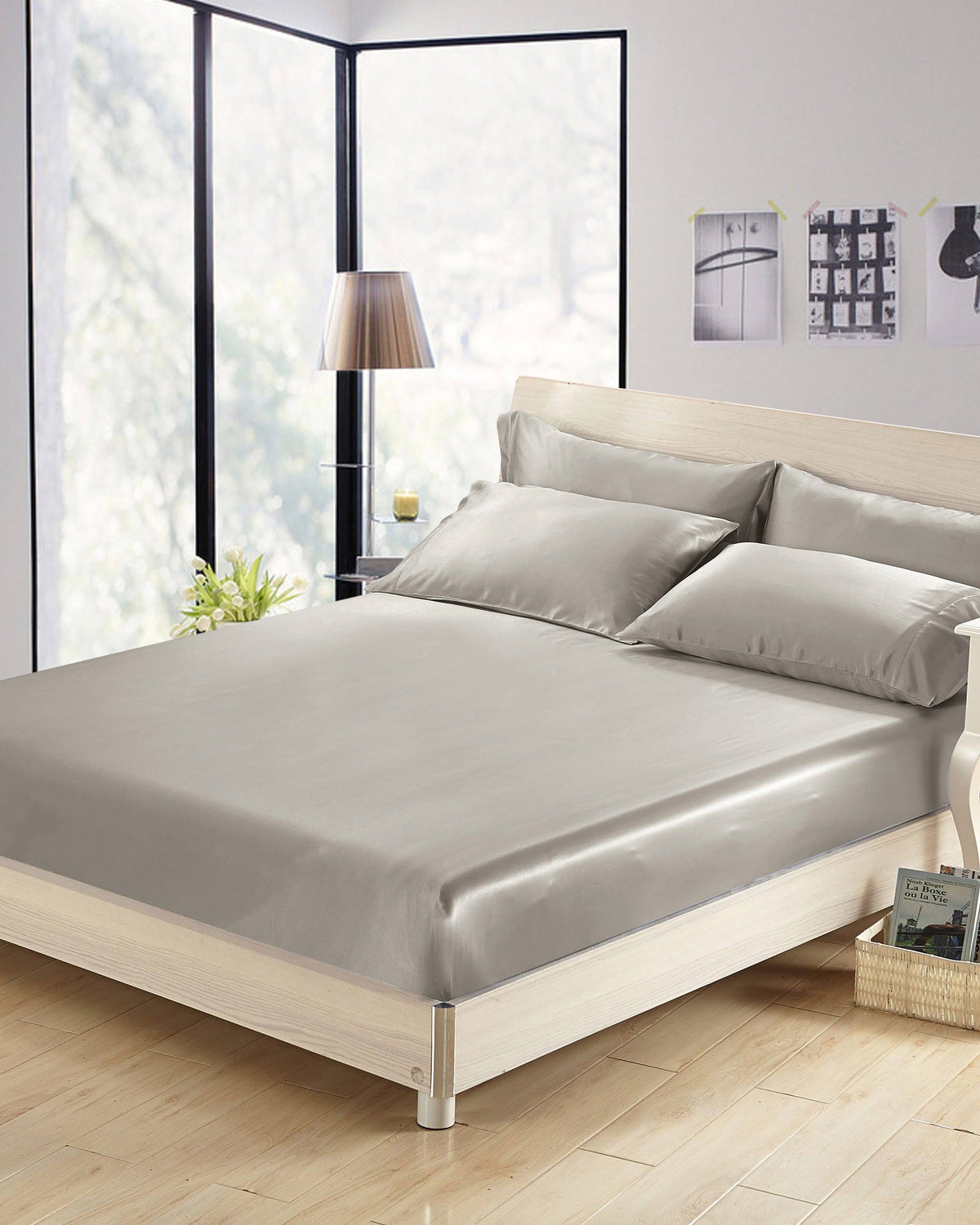 Fitted Sheet Seamless 19 Momme Silvergray 152 x 203 + 40cm G3292