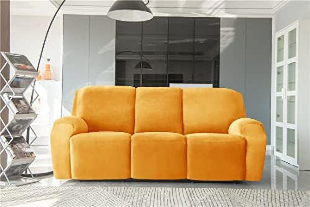 Velvet Recliner Sofa Slipcover 8 Pieces with Side Pocket C251490