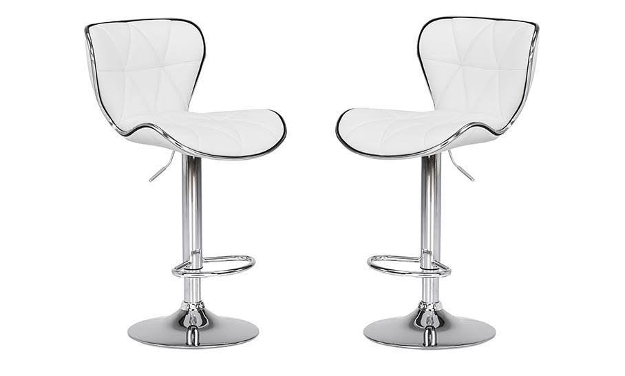 Faux Leather Adjustable Counter/Bar Stool Set of 2 White C37477