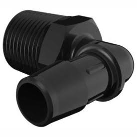 1/2-14 NPT to 1/2x22 Barbed Elbow, Glass Filled Black Nylon T27650