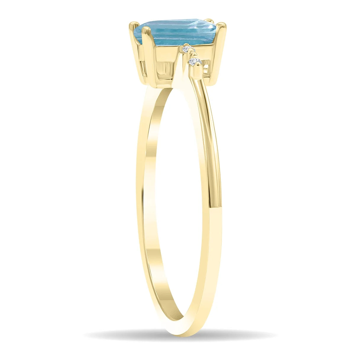 Emerald Cut Aquamarine and Diamond Ring in 10K Yellow Gold D277178