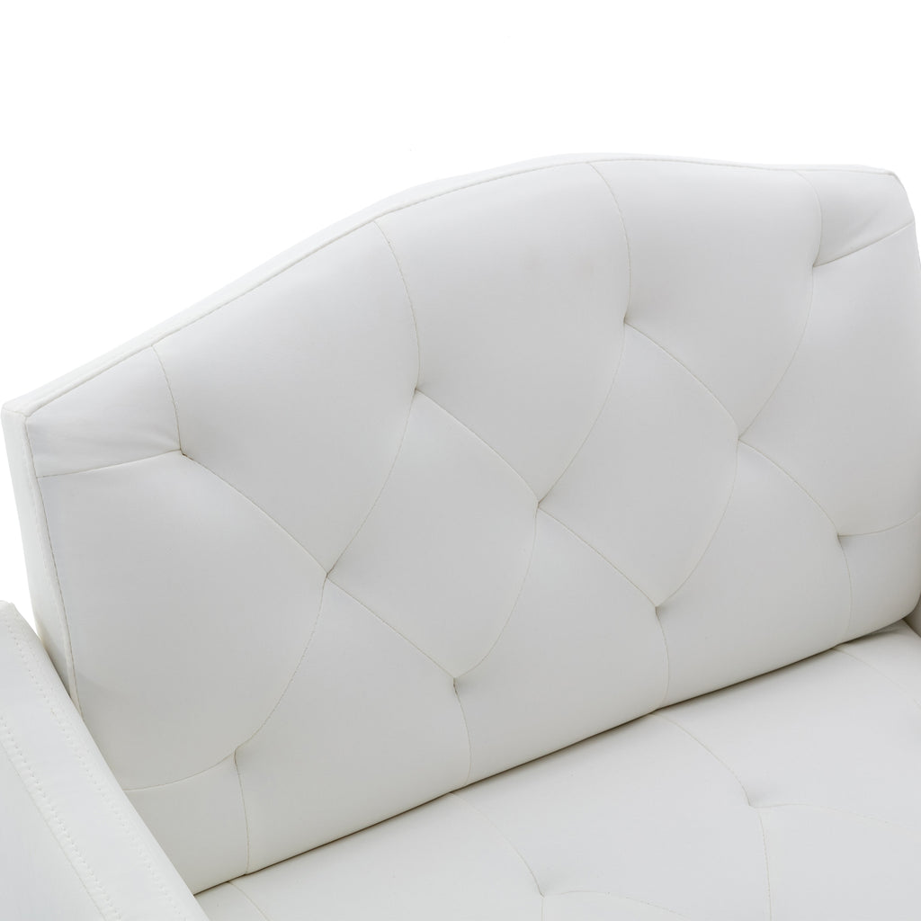 White PU Leather Accent Chair with Golden Metal Legs U15430