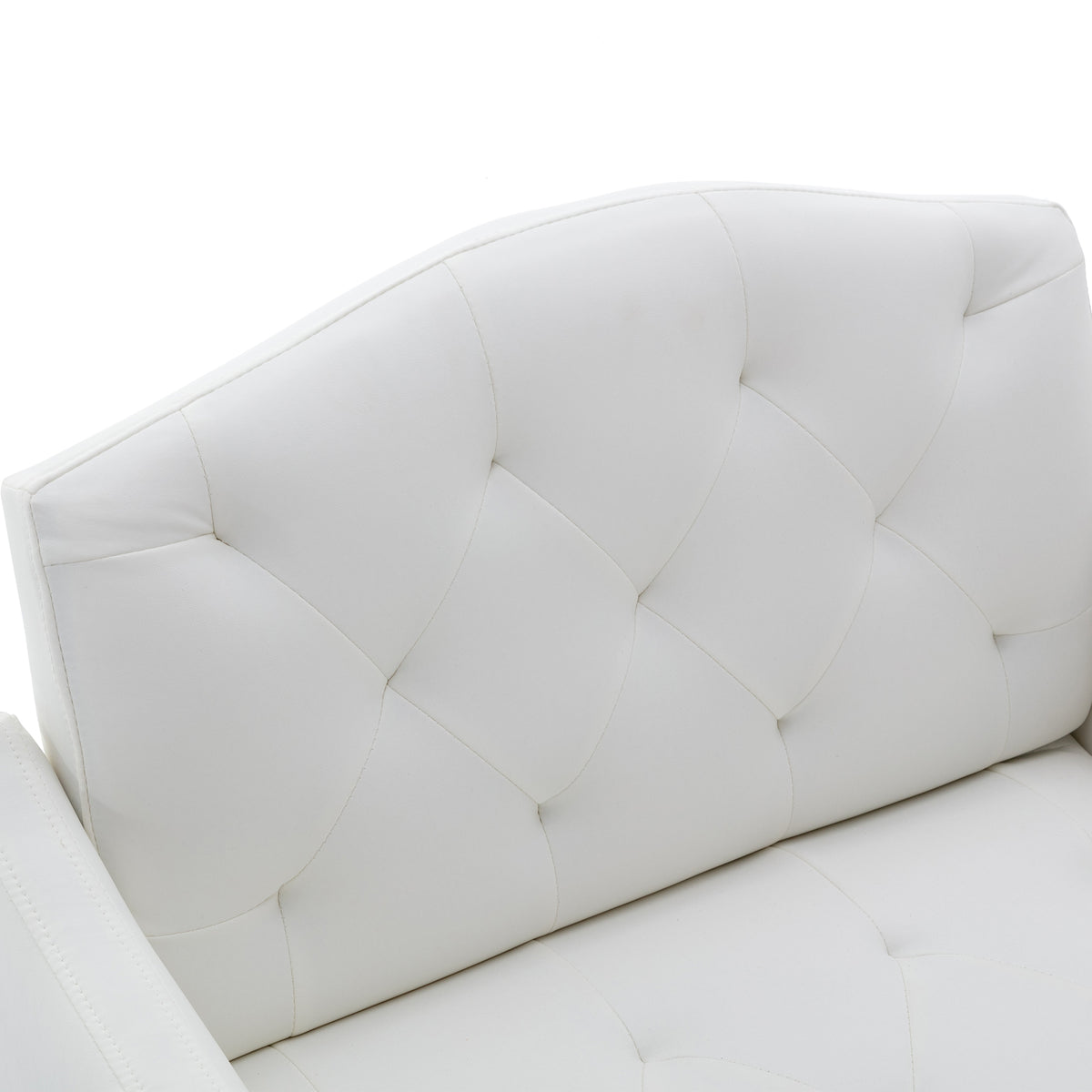 White PU Leather Accent Chair with Golden Metal Legs U15430
