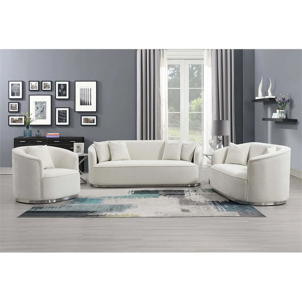 Beige Upholstered Loveseat with 2 Pillows F716103