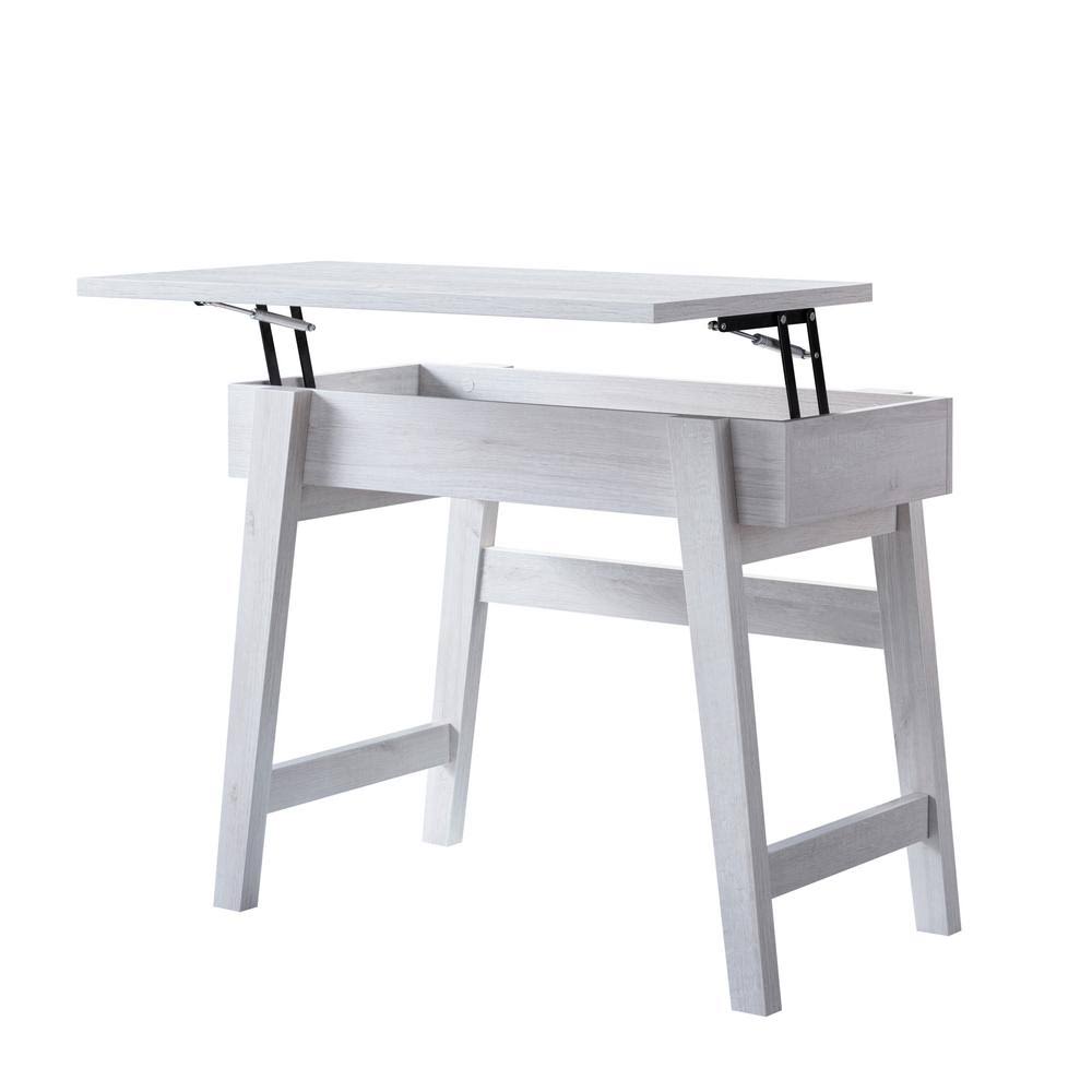 White Oak Rectangle Wood Console Table with Lift Top B50676