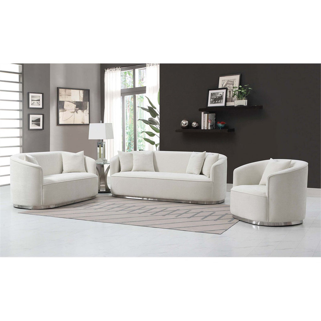 Beige Upholstered Loveseat with 2 Pillows F716103
