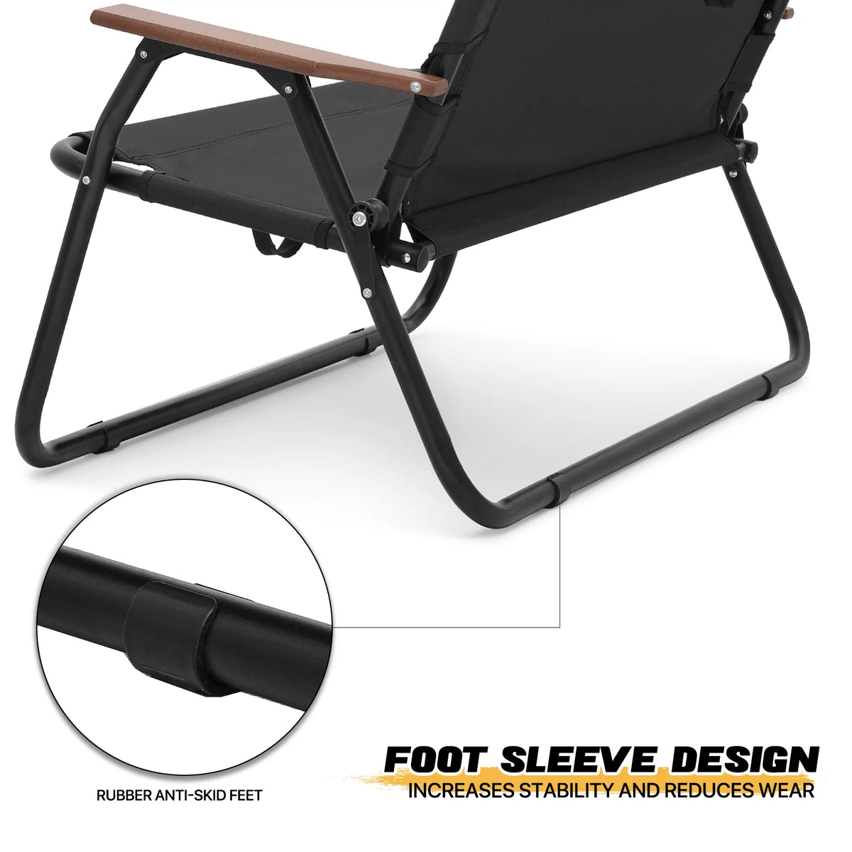 Folding Double Camping Chair with Armrest, 2-Person, Black A57445