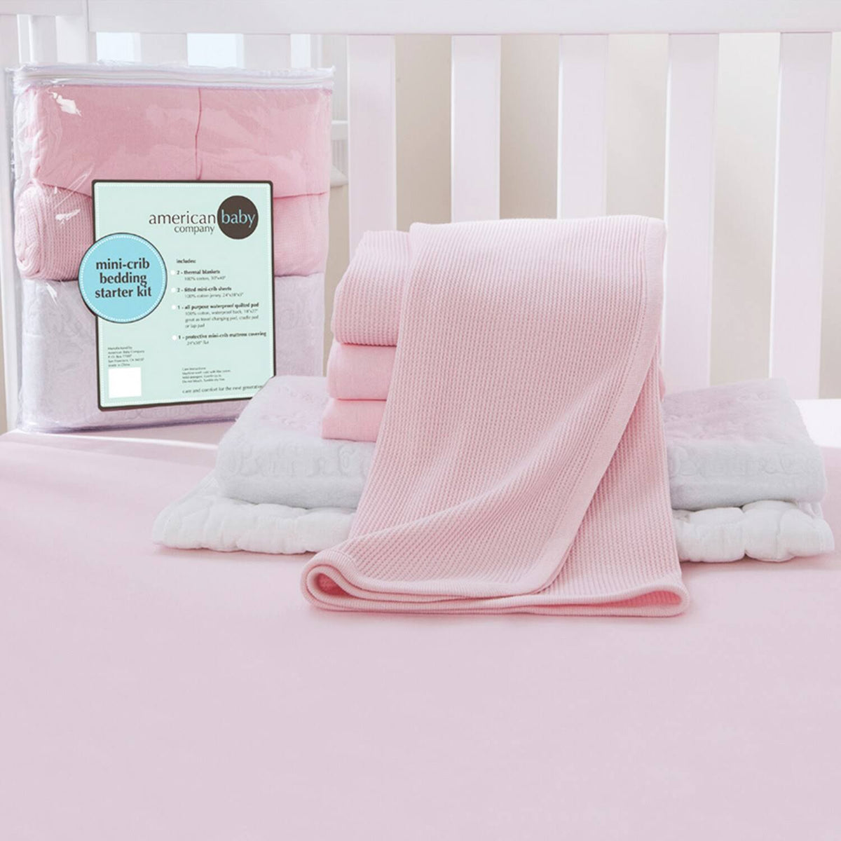 6-Piece Mini-Crib Starter Kit in Pink Y17730