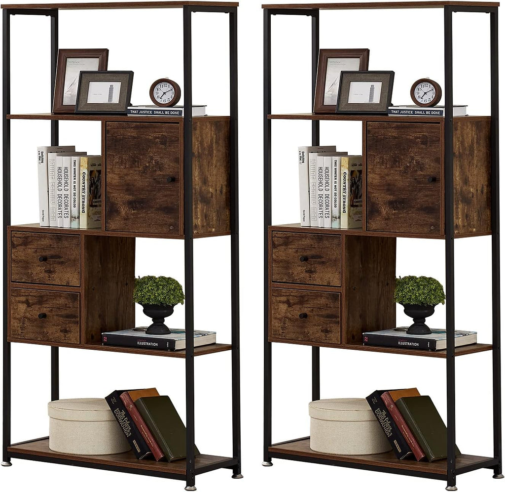 5 Tier Dark Brown Metal Frame Bookshelf X190895