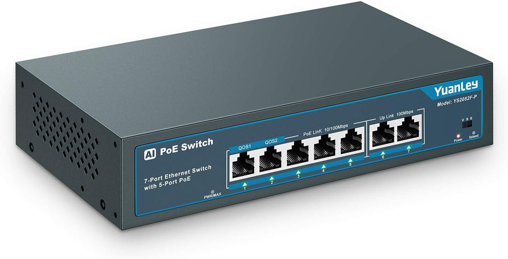 10 Port PoE Switch, 8 PoE+ Port 100Mbps, 2 Gigabit Uplink, 120W, Metal, Pack of 2 H39542