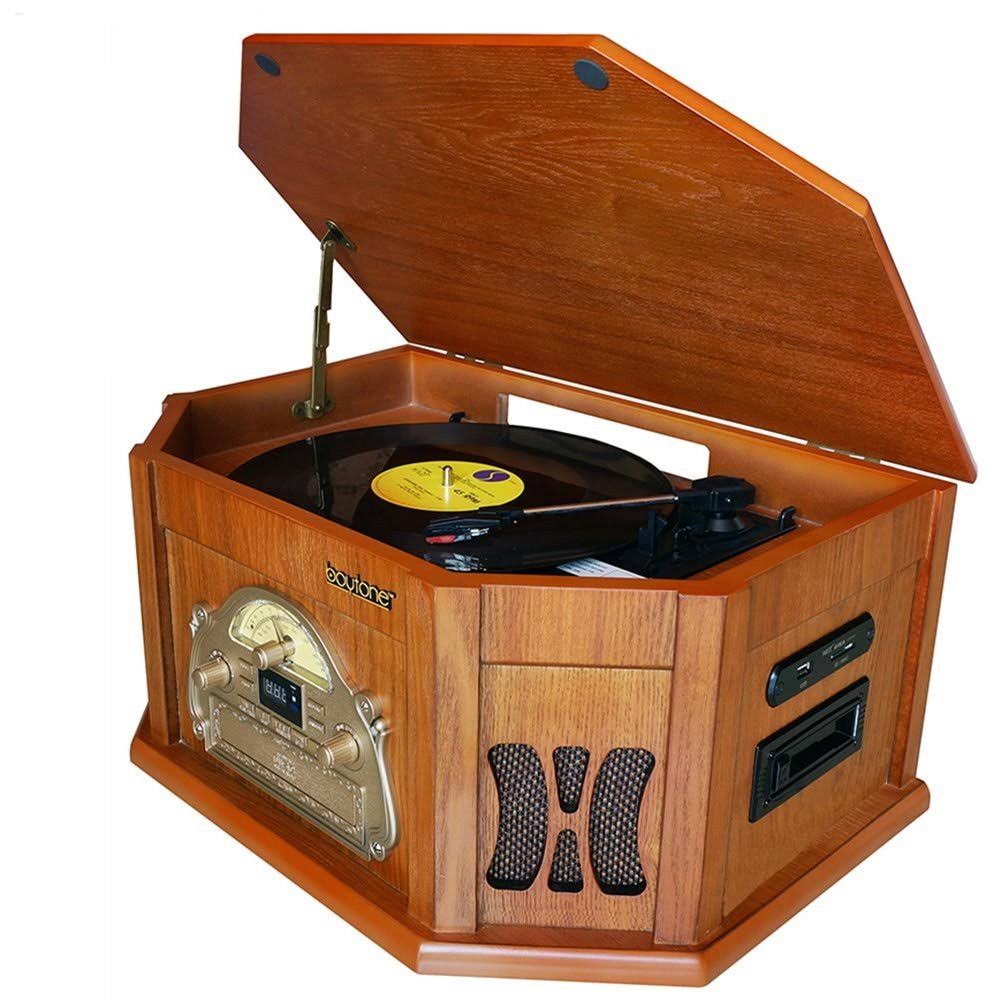 3-Speed Stereo Turntable with AM-FM/CD/Cassette, Walnut M9538