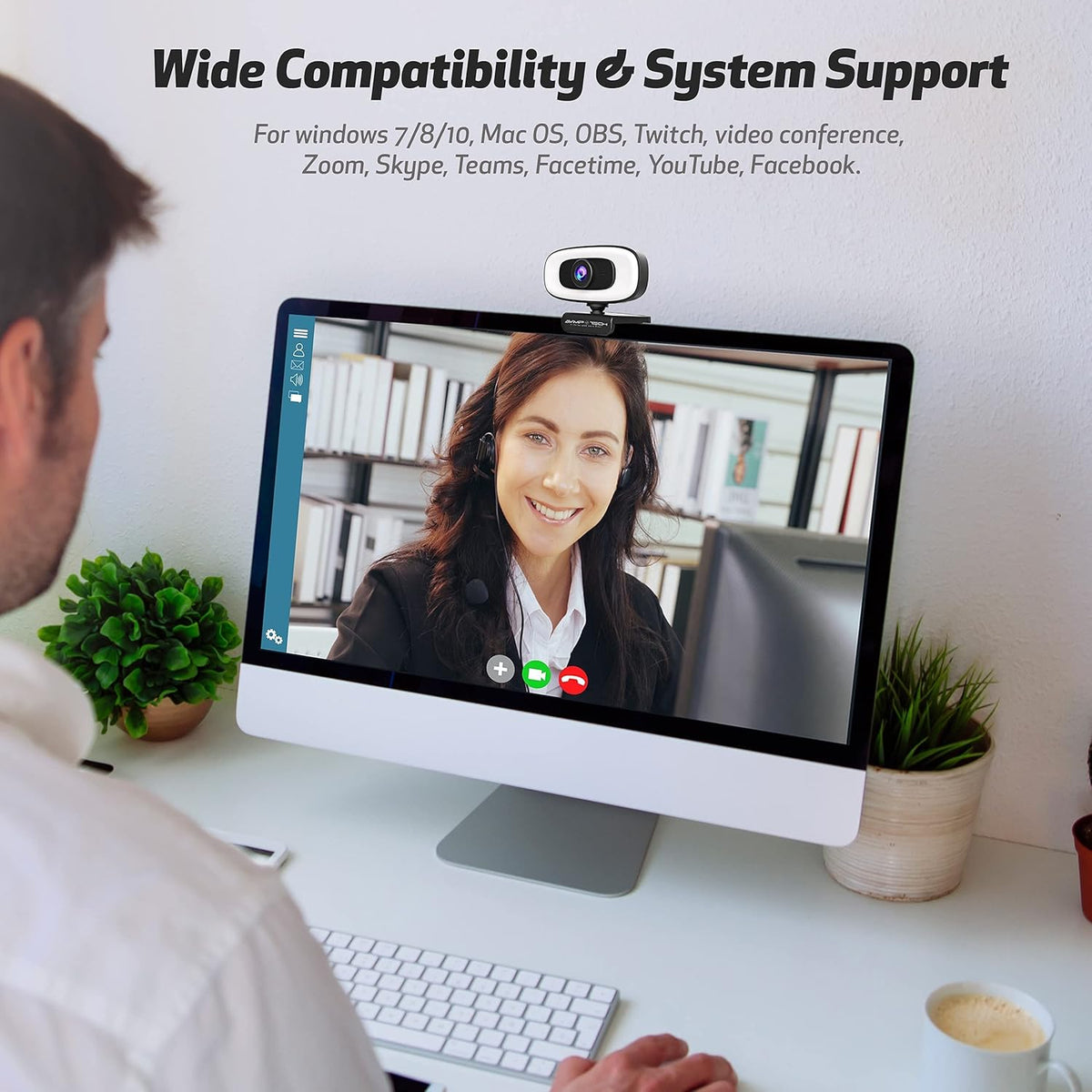 4K Webcam with Light Ultra HD 8MP Autofocus USB Web Cam with Microphone for Desktop Computer PC Streaming Camera + Tripod + USBC + Privacy Cover Pack of 2 N922