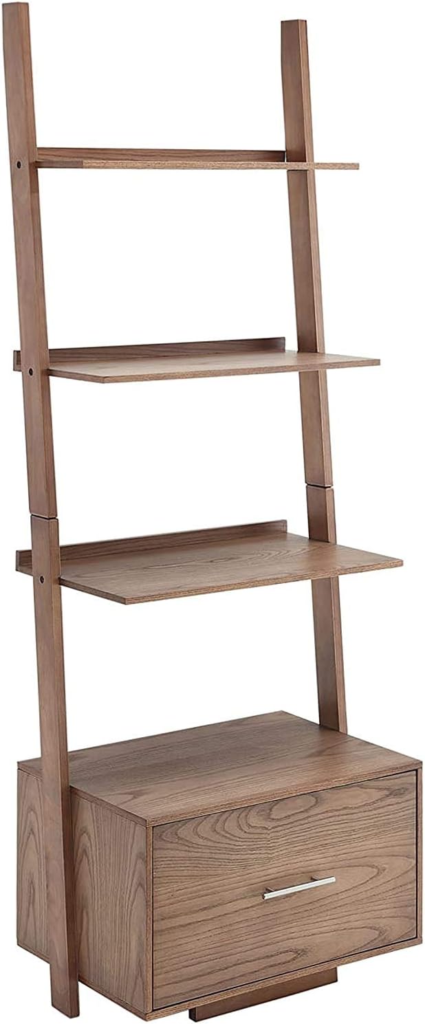 Gray Ladder Bookcase with File Drawer I5008