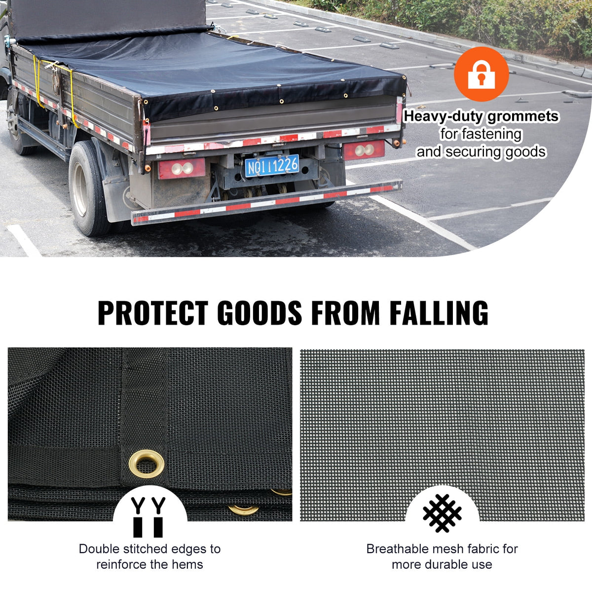7 x 18 ft PVC 18oz Double Pockets Trailer Tarp M890662