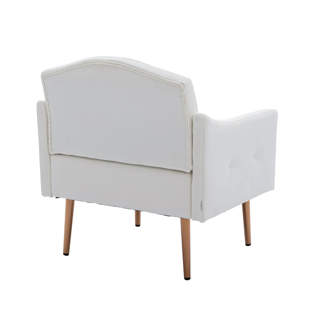 White PU Leather Accent Chair with Golden Metal Legs U15430