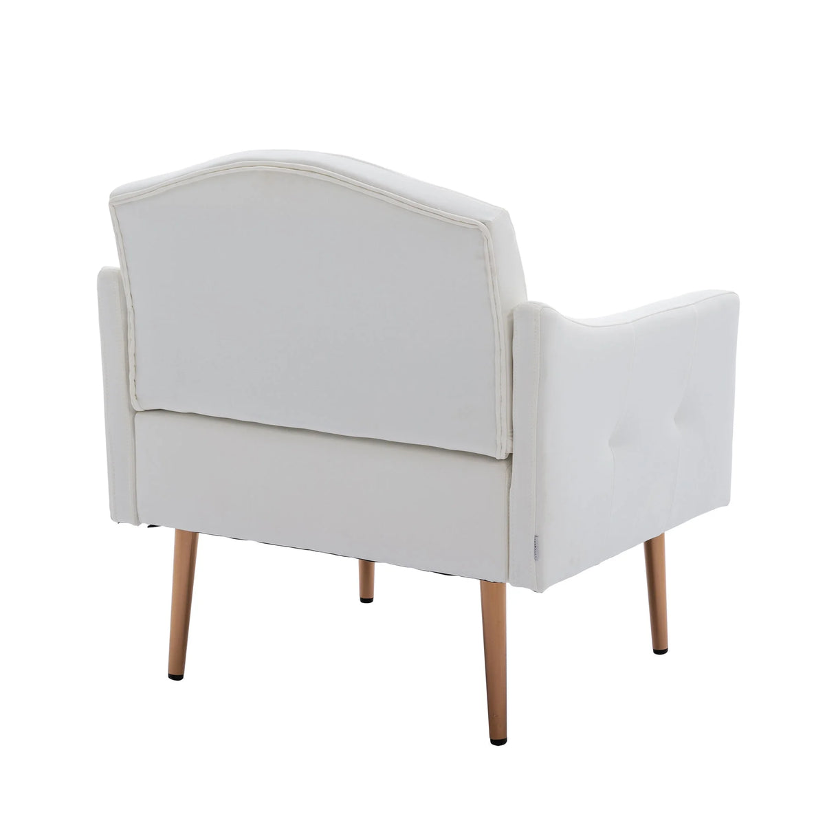 White PU Leather Accent Chair with Golden Metal Legs U15430