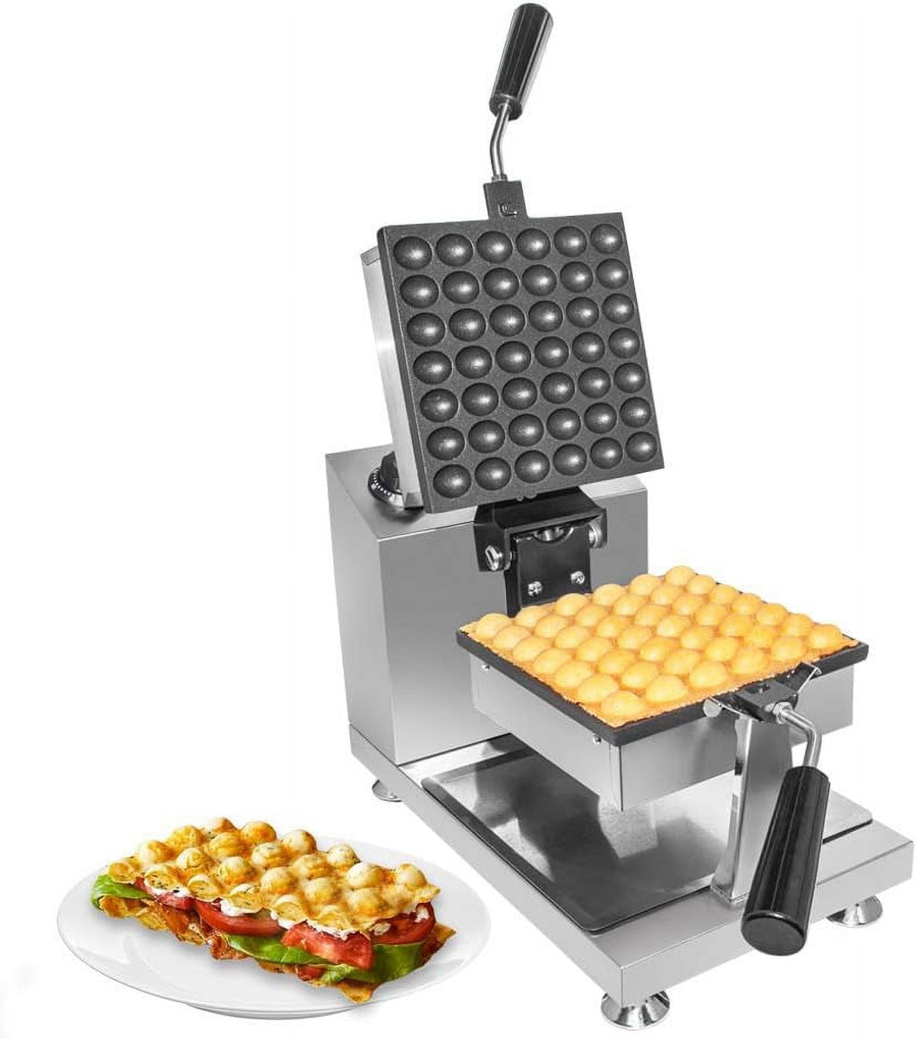 Stainless Steel Square Shaped Nonstick Egg Waffle Maker with Manual Thermostat, 1300W T299296