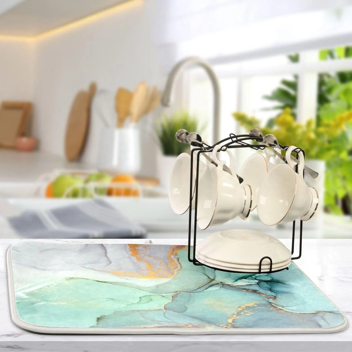 Abstract Marble Dish Drying Mat, 18x24Inch A751247