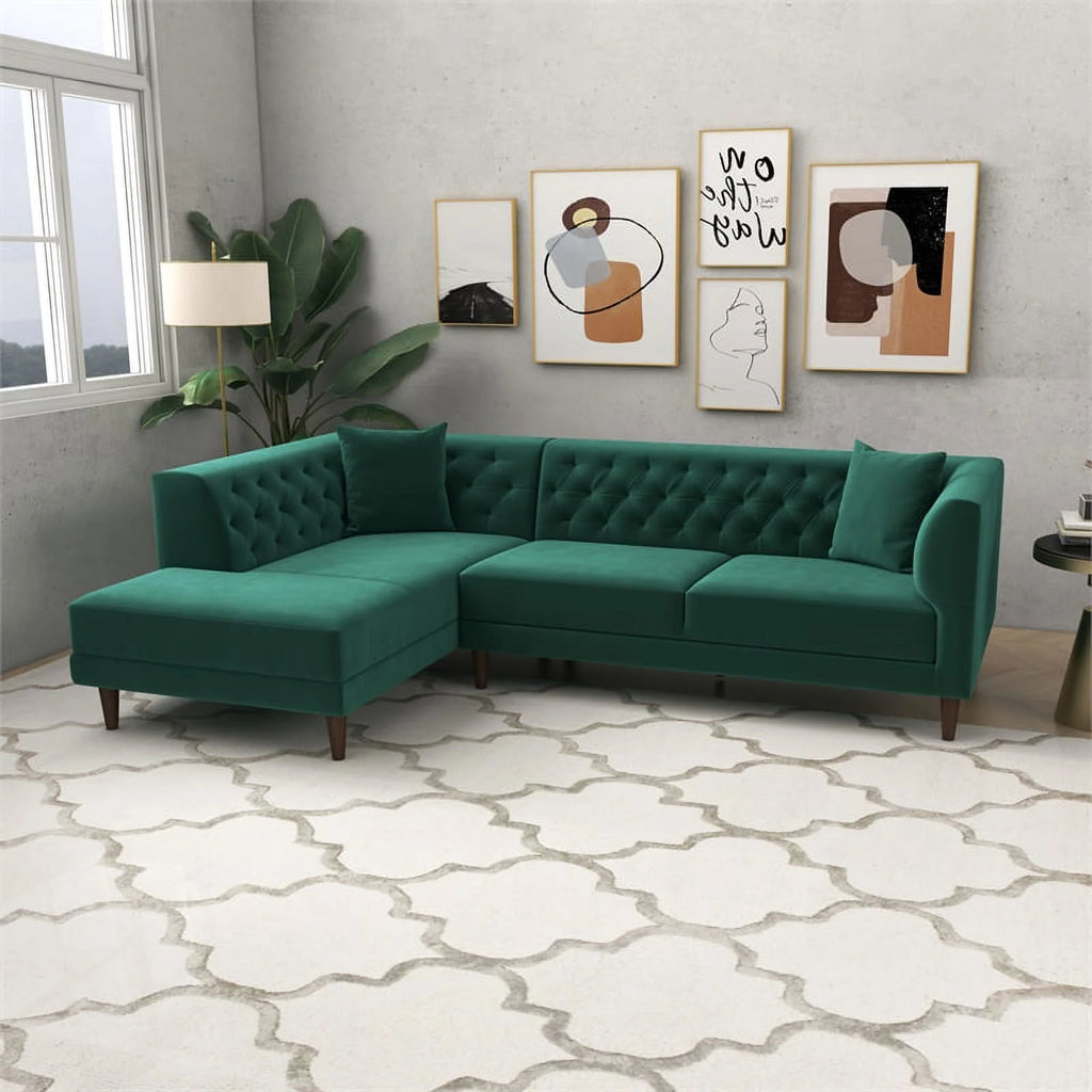 Green Velvet Corner Sectional Sofa S866103
