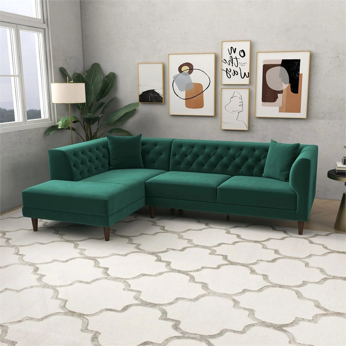 Green Velvet Corner Sectional Sofa S866103