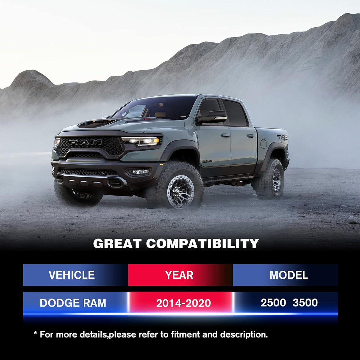 2.5 Front Leveling Lift Kit for Ram 2500 3500 4WD with Shock Relocation Brackets K193