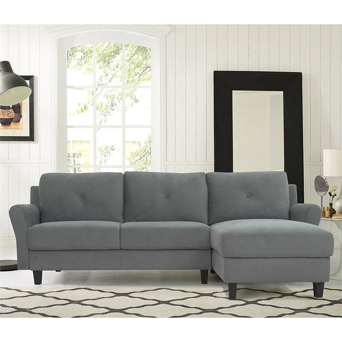 Gray Sectional with Rolled Arms Q9035