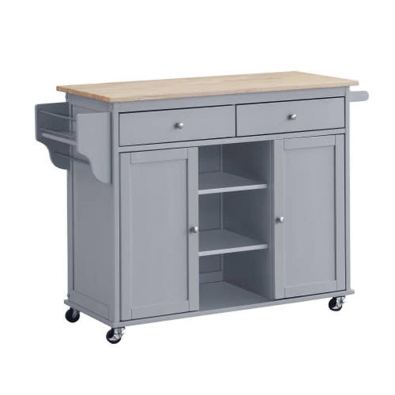 Kitchen Island Storage Cart with Natural Finish Top X6618
