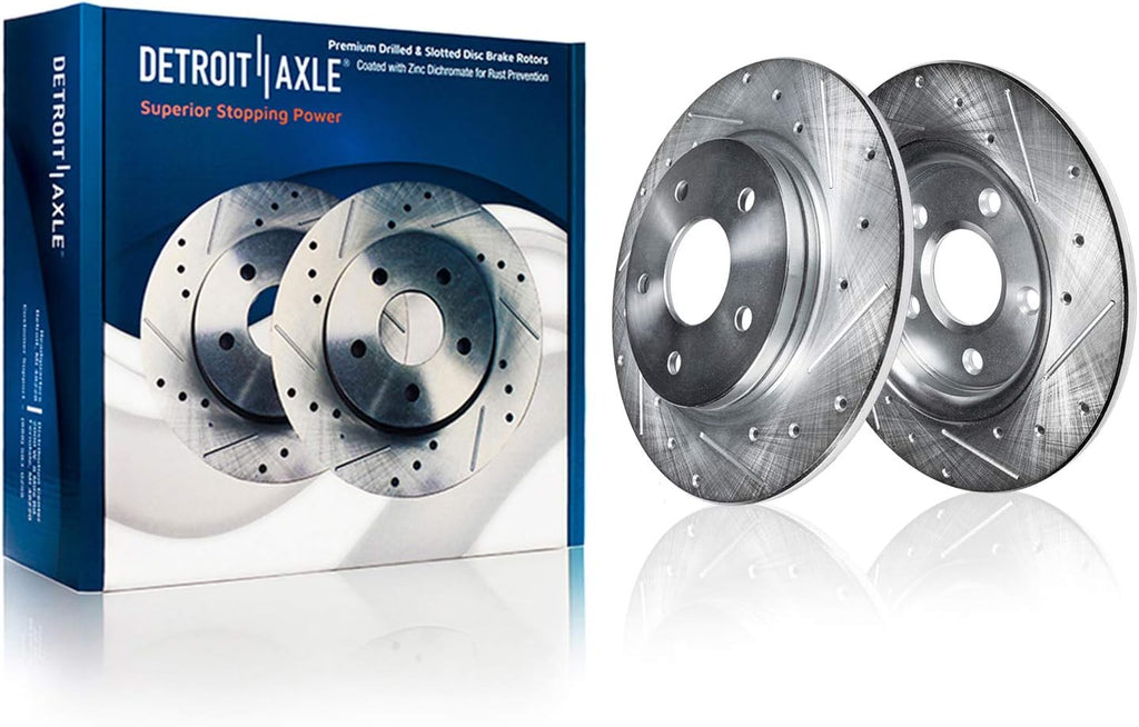 Front & Rear Drilled Rotors + Brake Pads 10pc Set F1851