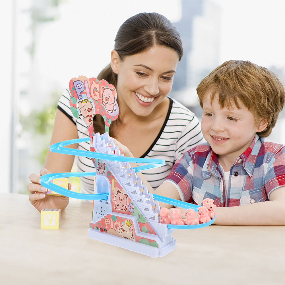 Electric Piggy Climbing Stairs Tracks Slide Toy A862304