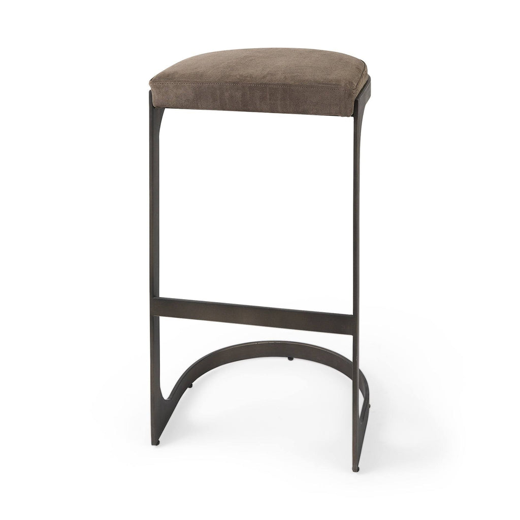 Dark Brown Leather Bar Stool with Metal Frame N5817