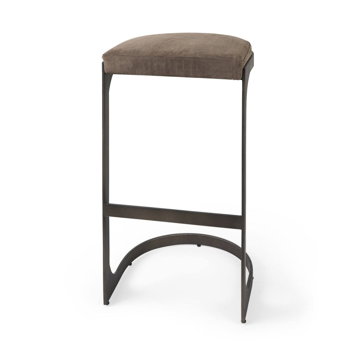 Dark Brown Leather Bar Stool with Metal Frame N5817