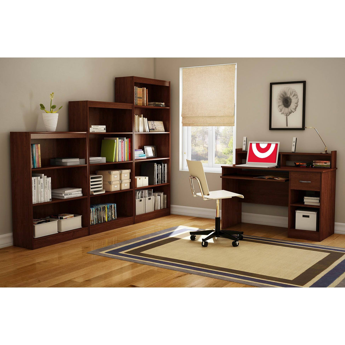 Royal Cherry 3-Shelf Bookcase P481