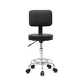 White Round Adjustable Swivel Rolling Stool Chair with Wheels W95220