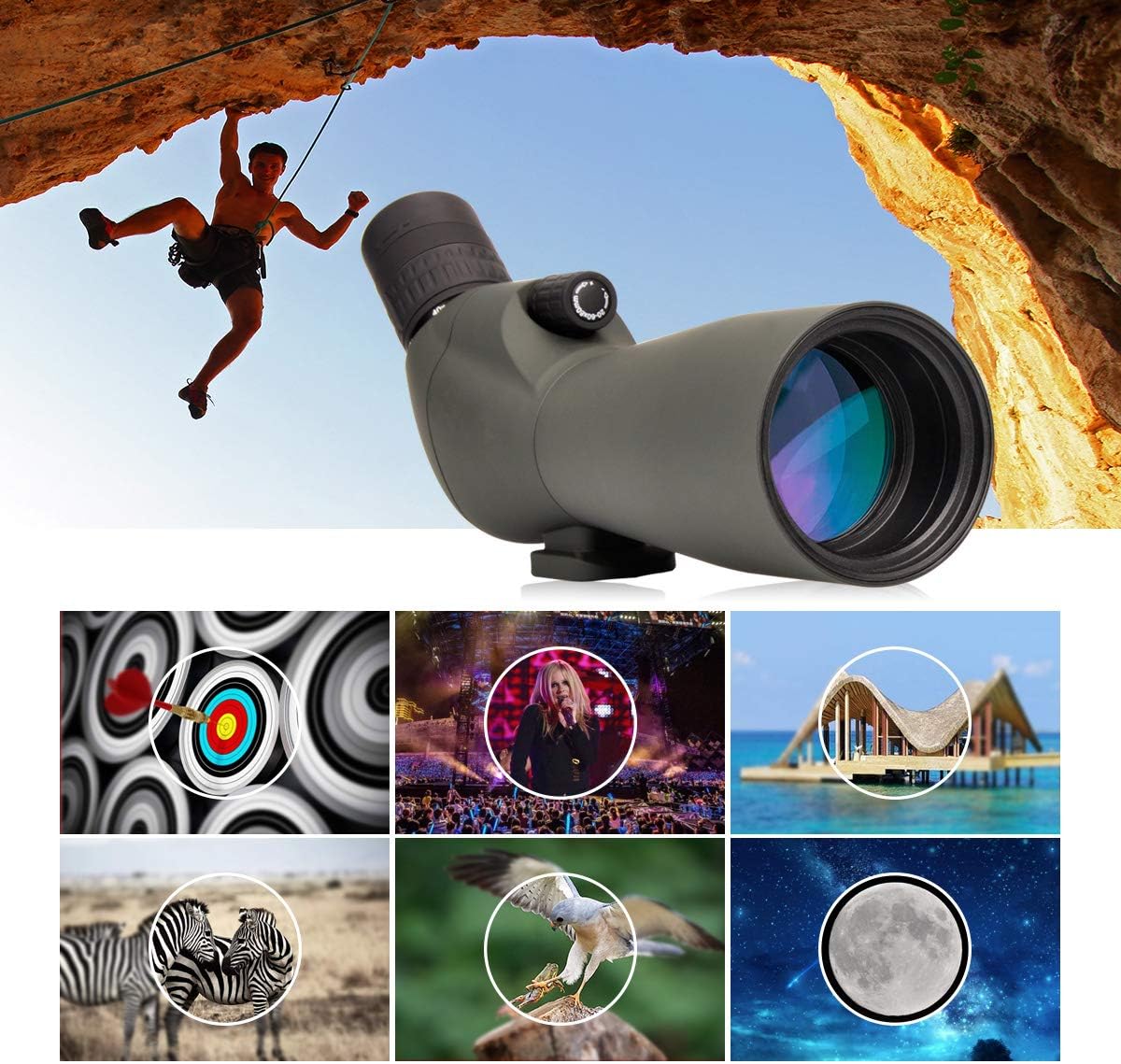 20-60x60 HD Spotting Scope BAK4 45 Degree Angled Eyepiece Telescope with Tripod, Carrying Bag H3298